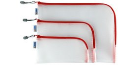 Pochette à fermeture à zip 'Mesh Bags', rouge