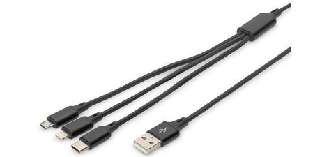 Câble de charge 3-en-1, USB A-Lightning + Micro USB