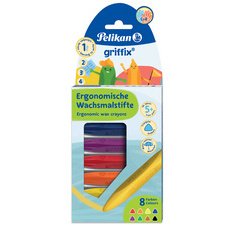 Crayon de cire griffix, résistant à l'eau, étui de 8