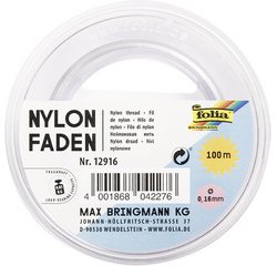 Fil nylon en bobine, 0,16 mm x 100 m, transparent
