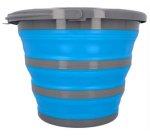 Seau, pliable, rond, 10 litres, gris/bleu