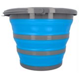 Seau, pliable, rond, 10 litres, gris/bleu