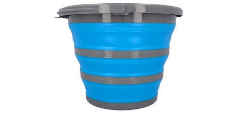 Seau, pliable, rond, 10 litres, gris/bleu