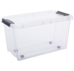 Plast team Boîte de rangement PROBOX à roulettes, 70 litres