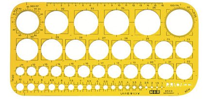 Trace-cercles 1-36 mm, jaune transparent