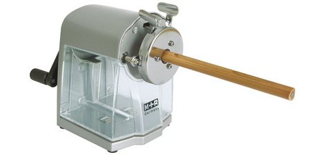 Crank pencil sharpener, die-cast, silver