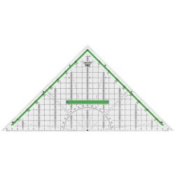 Driehoek half vierkant, schuine zijde: 320 mm, transparant