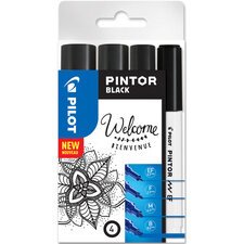 Marqueur à pigment PINTOR, medium, set de 4 'BLACK'