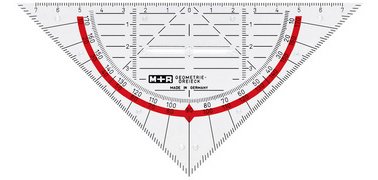 Equerre géométrique, verre acrylique, hypoténuse: 160 mm