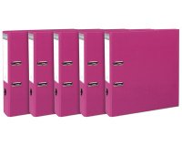 Lot de 5 classeurs à levier intérieur et extérieur en polypropylène - dos de 80mm - mécanique Prem'Touch - A4 - Fuchsia