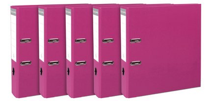 Pak van 5 ordners met hefboom - rug 80mm - Prem'Touch mechaniek - formaat A4 - buitenzijde in polypropyleen / binnenzijde in polypropyleen - Fuchsia