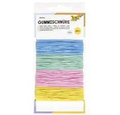 Cordon en caoutchouc PASTEL, 4 couleurs de 5 m assorti