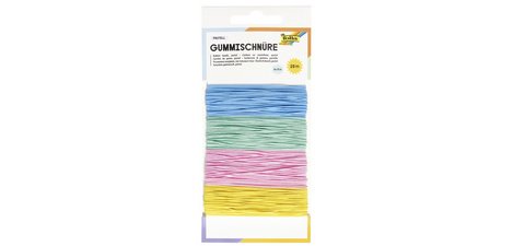 Cordon en caoutchouc PASTEL, 4 couleurs de 5 m assorti