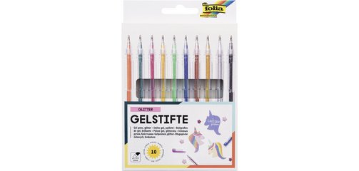 Stylo gel GLITTER, couleurs assorties, étui de 10