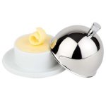Beurrier, en acier inoxydable/porcelaine