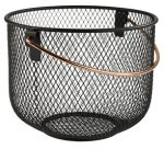 Panier à pain & à fruits, rond, avec anse, métal noir