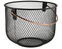 Bread and fruit basket, round, with handle, black metal