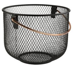 Brood-en fruitmand rond met handgreep zwart metaal