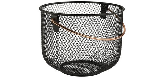 Bread and fruit basket, round, with handle, black metal
