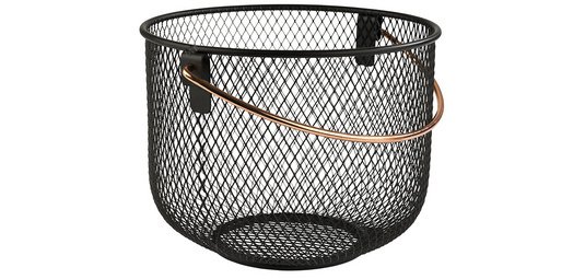 Panier à pain & à fruits, rond, avec anse, métal noir