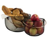 Panier à pain & à fruits, rond, avec anse, métal noir