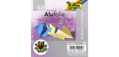 Feuille à plier en aluminium, 100 x 100 mm, assorti