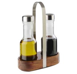 Ménagère de table huile et vinaigre WOOD, acacia/inox