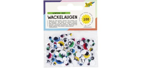 Oeil vacillant avec cils, non autocollant, blanc