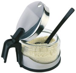 Potje met deksel voor parmezaanse kaas ECONOMIC, glas/roestvrij staal