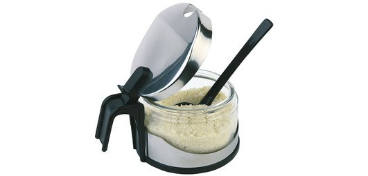 Potje met deksel voor parmezaanse kaas ECONOMIC, glas/roestvrij staal