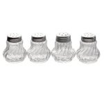 Mini salt/pepper shaker, set of 4, glass/stainless steel