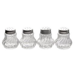 Mini salière/poivrière, set de 4, verre/acier inoxydable