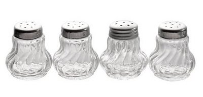 Mini salière/poivrière, set de 4, verre/acier inoxydable