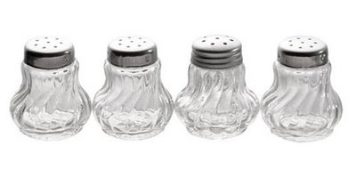 Mini salt/pepper shaker, set of 4, glass/stainless steel