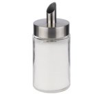 Sucrier doseur, avec tube doseur, acier inoxydable/verre