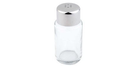 Salt/pepper shaker, glass/stainless steel, 6 holes
