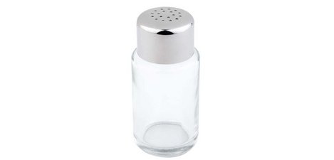 Salière/poivrière, verre/acier inoxydable, 18 trous