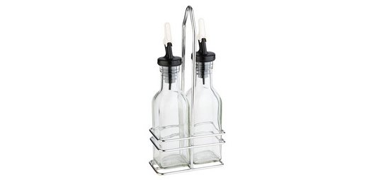 Ménagère de table huile & vinaigre, verre/inox,