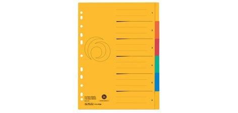 Intercalaire carton, A4 extra large, 6 touches, uni