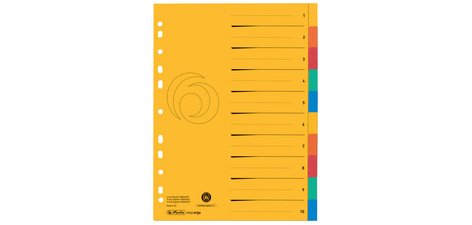 Intercalaire carton, A4 extra large, 10 touches, uni