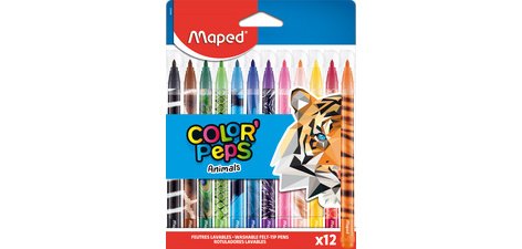 Maped Color'Peps Animals Felt Tip Pens Set 12 Colors