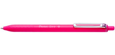 Stylo-bille pentel izee retractable ecriture moyenne  pointe 1mm encre faible       viscosite rechargeable rose