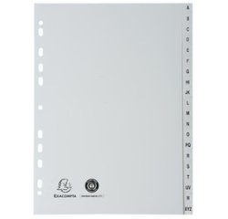 Intercalaire A4 polypropylène gris Exacompta 20 onglets alphabétiques gris - 1 jeu