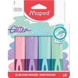 Surligneur Glitter PASTEL, étui carton de 4