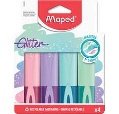 Highlighter FLUO'PEPS Glitter PASTEL, doosje van 4