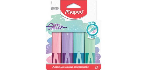 Surligneur Glitter PASTEL, étui carton de 4