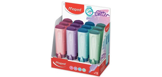 Surligneur FLUO'PEPS Glitter PASTEL, présentoir de 12