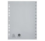 Intercalaires imprimés mensuels PP recyclé gris Janvier-Décembre - 12 positions - A4 - Gris