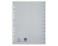 Intercalaires imprimés mensuels PP recyclé gris Janvier-Décembre - 12 positions - A4 - Gris