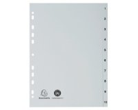 Intercalaires imprimés numériques PP gris recyclé - 10 positions - A4 - Gris